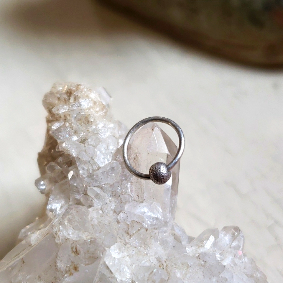 Sterling Silver .925 Nose Ring With Stardust Bead
